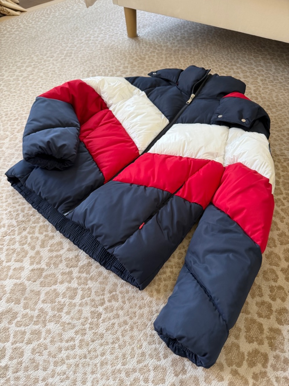 Tommy Hilfiger Striped Puffer Jacket Navy, Red & White